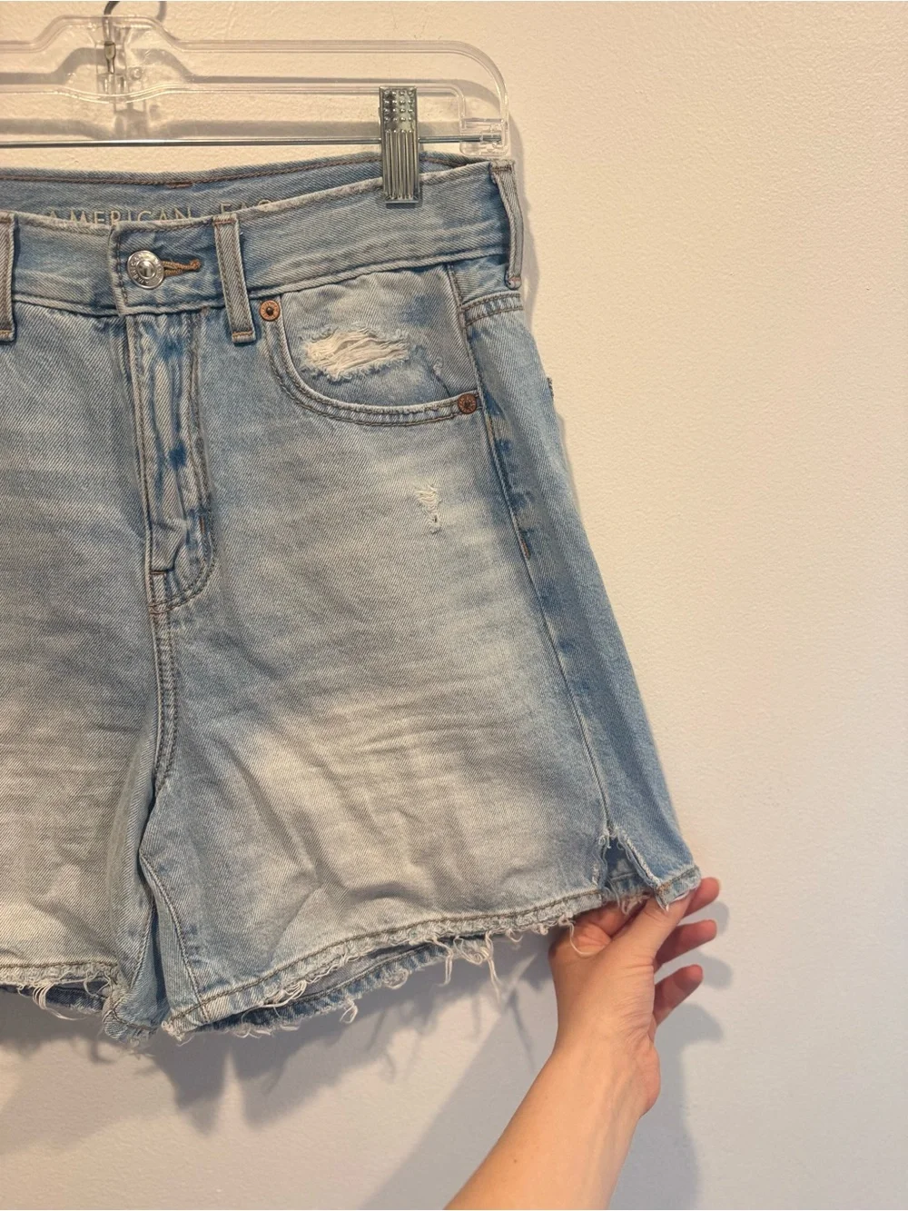 American Eagle Light Wash Denim Cutoff Shorts
